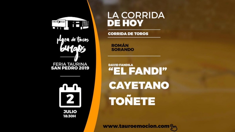 CORRIDA DE HOY BURGOS 2 DE JULIO