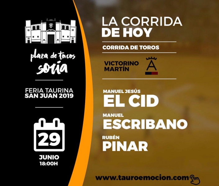 CORRIDA DE HOY SORIA 29 JUNIO