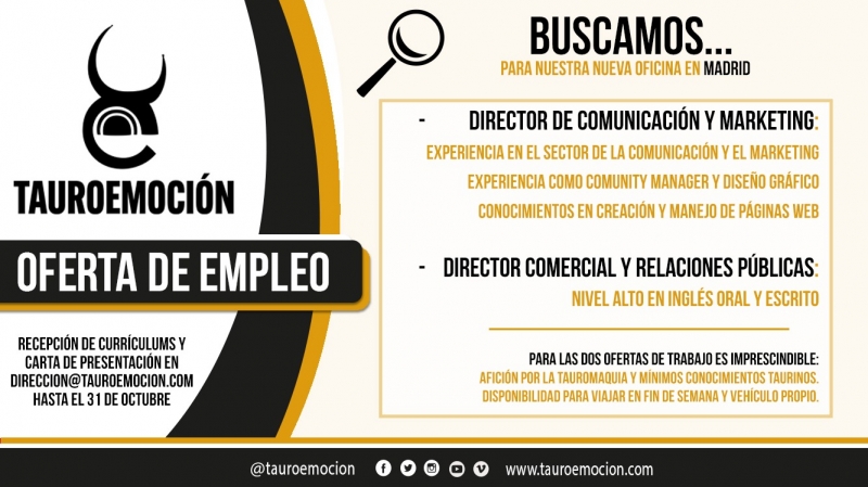 OFERTA DE EMPLEO TAUROEMOCIÓN MADRID